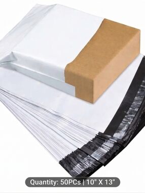 White Poly Mailer Bags with Black Seal - 50 Pack